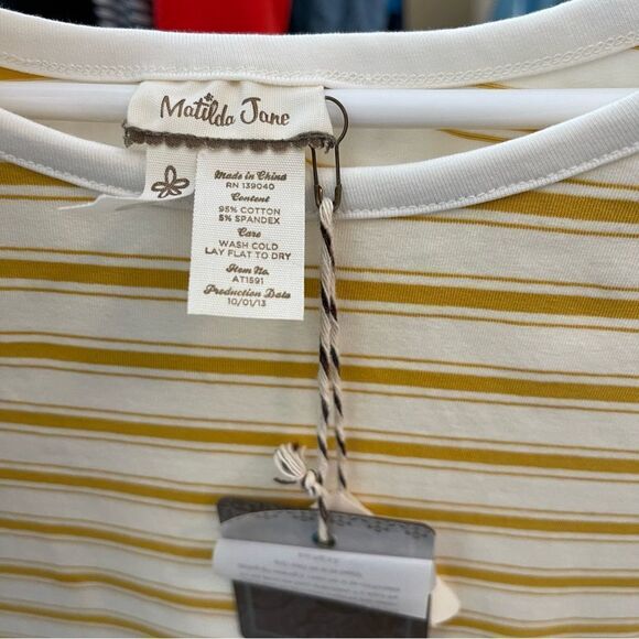 NWT MATILDA JANE Wonderful Parade Sunny Boat Neck Top Striped Mustard Small - Picture 4 of 4